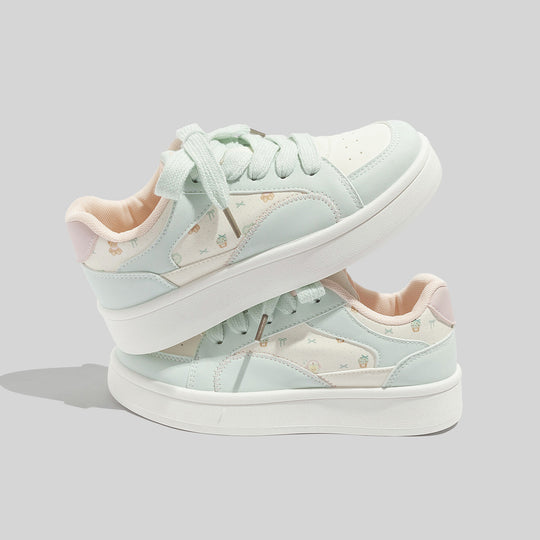 Damen Sneakers mit floralem Allover-Druck und bequemer Sohle EB