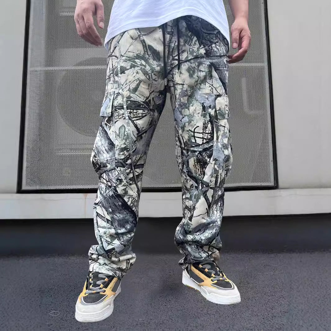 Herren Cargo-Hose im modernen Camouflage-Design mit elastischem Bund und mehreren Taschen EB