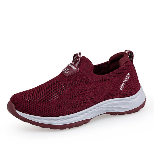 Damen Sportliche und atmungsaktive Slip-On Sneakers mit elastischem Obermaterial EB