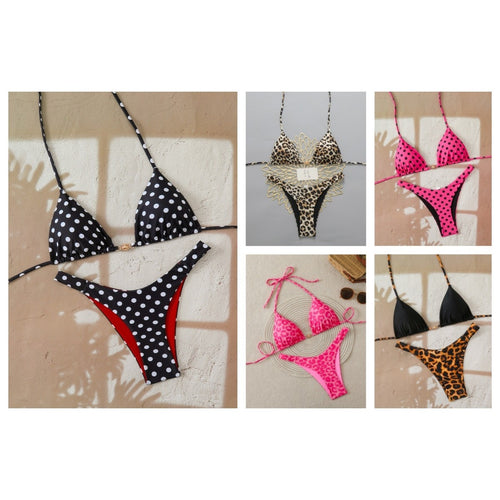 Damen Designer-Bikini mit Leopardenmuster und raffinierten Details EB