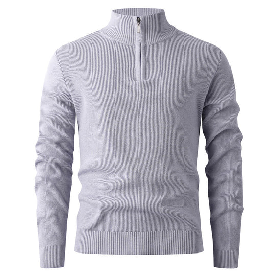 Herren Strickpullover mit halbem Reißverschluss und Rippenstruktur EB