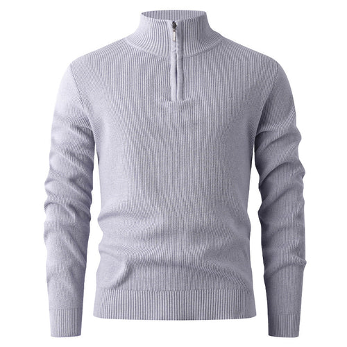 Herren Strickpullover mit halbem Reißverschluss und Rippenstruktur EB