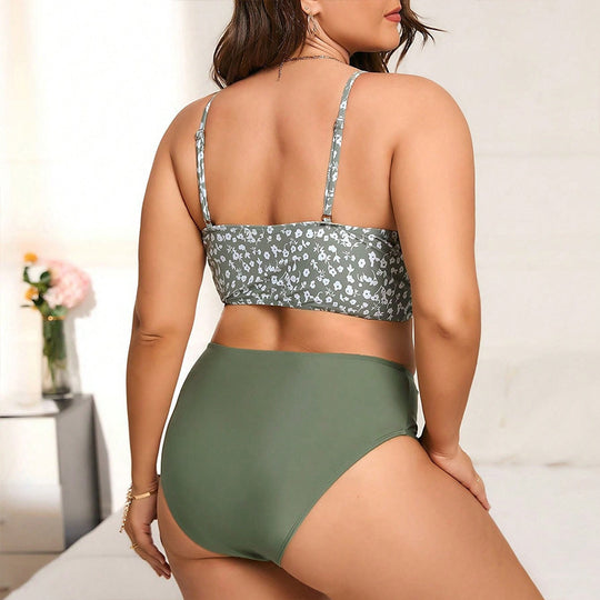 Damen Hochgeschnittener Floral-Bikini mit Komfortoberteil EB