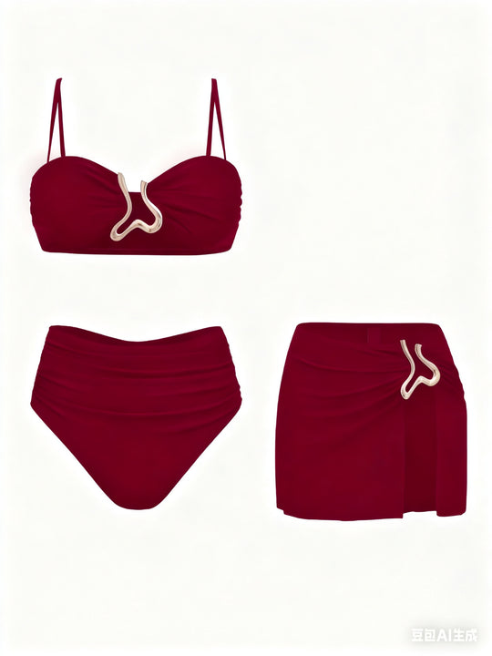 Damen Bikiniset mit elegantem Wickelrock und modischem Design EB