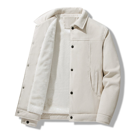 Herren Cordjacke im lässigen Worker-Style mit Druckknopfverschluss und seitlichen Eingrifftaschen EB