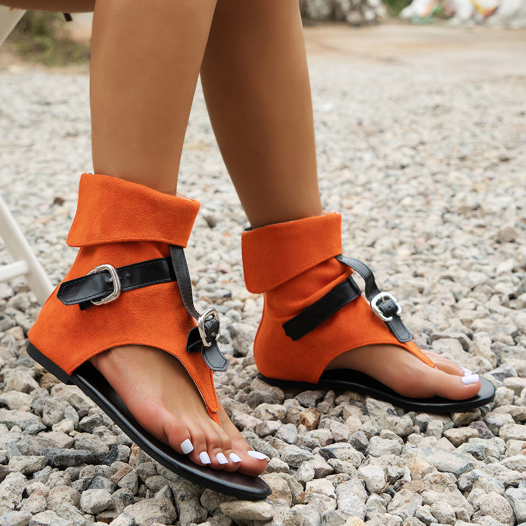 Damen moderne Zehentrenner-Sandalen mit modischem Riemen-Design EB