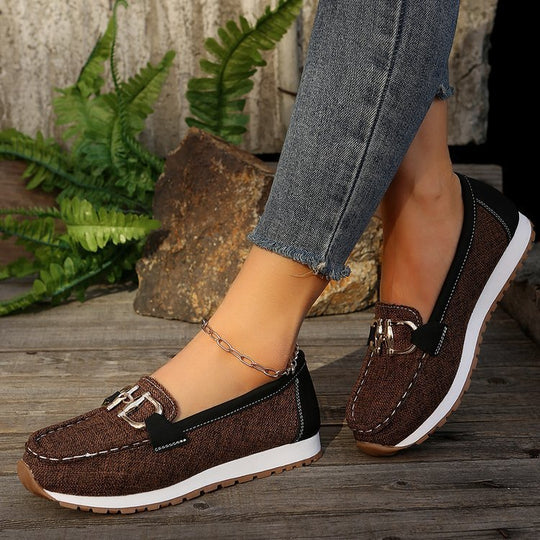 Damen Mokassins mit modischem Riemendesign und komfortabler Laufsohle EB