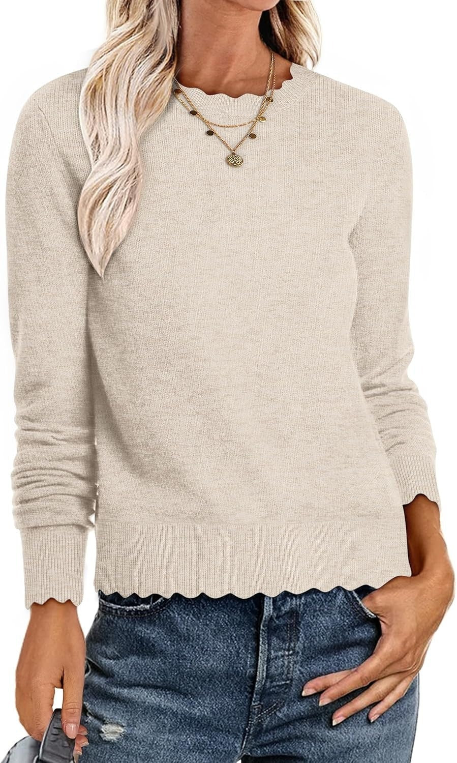 Damen Sweater mit Wellenkante EB