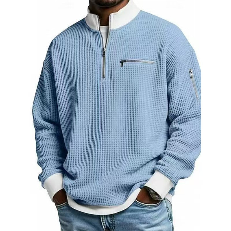 Herren Sweatshirt mit hohem Kragen und praktischem Reißverschluss EB