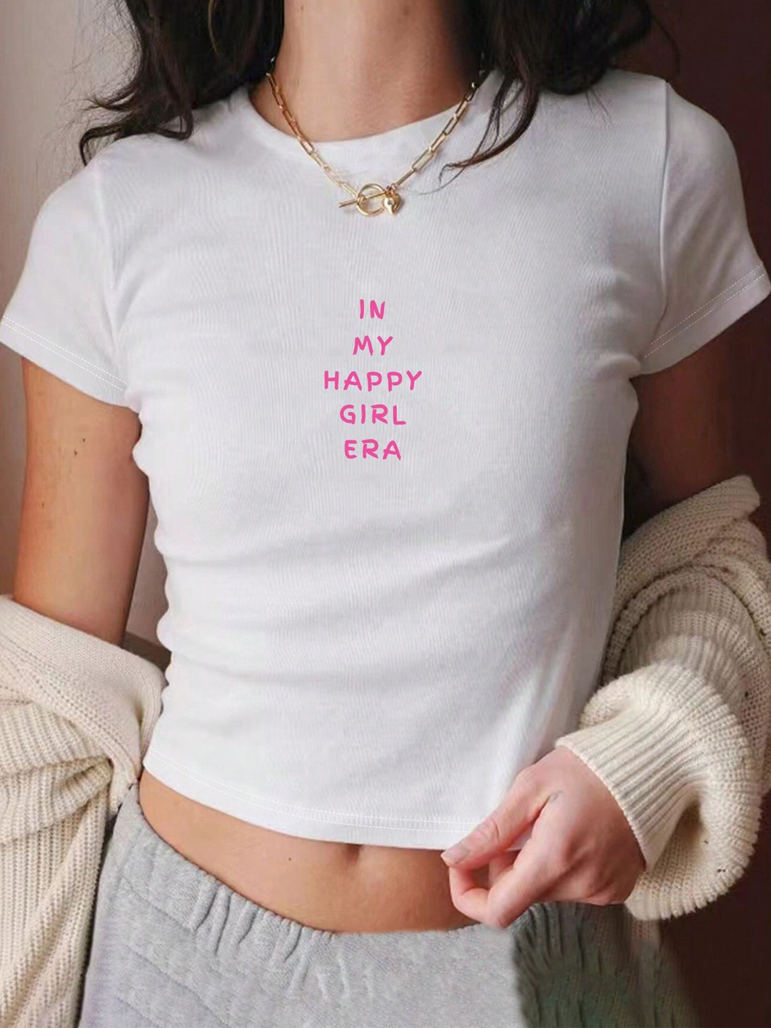Damen Crop Top mit 90er Jahre Aufdruck EB