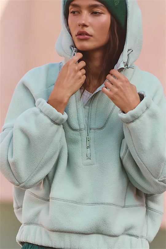 Damen Trendige Fleecejacke mit oversized Kragen EB