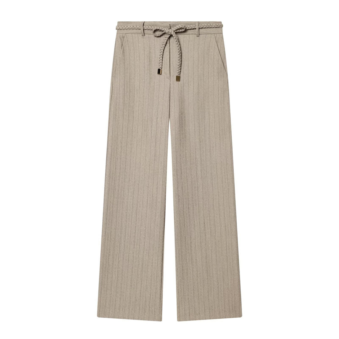 Damen elegante, weit geschnittene Hochbundhose mit geometrischem Streifenmuster EB