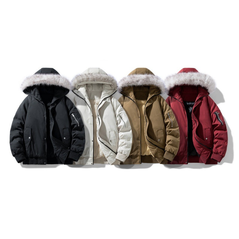 Herren gesteppte Winterparka mit abnehmbarer Kunstfellkapuze und winddichter Wattierung EB