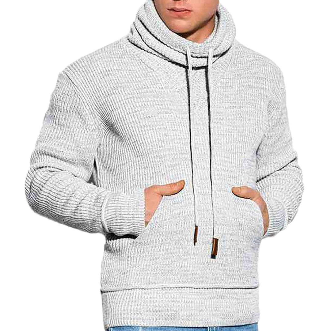 Herren Kapuzenpullover mit grobem Strickmuster und praktischen Kängurutaschen EB