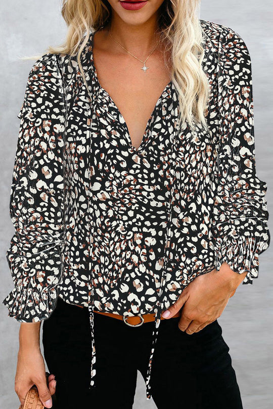 Damen Bluse mit floralem Muster und lockeren Ärmeln EB