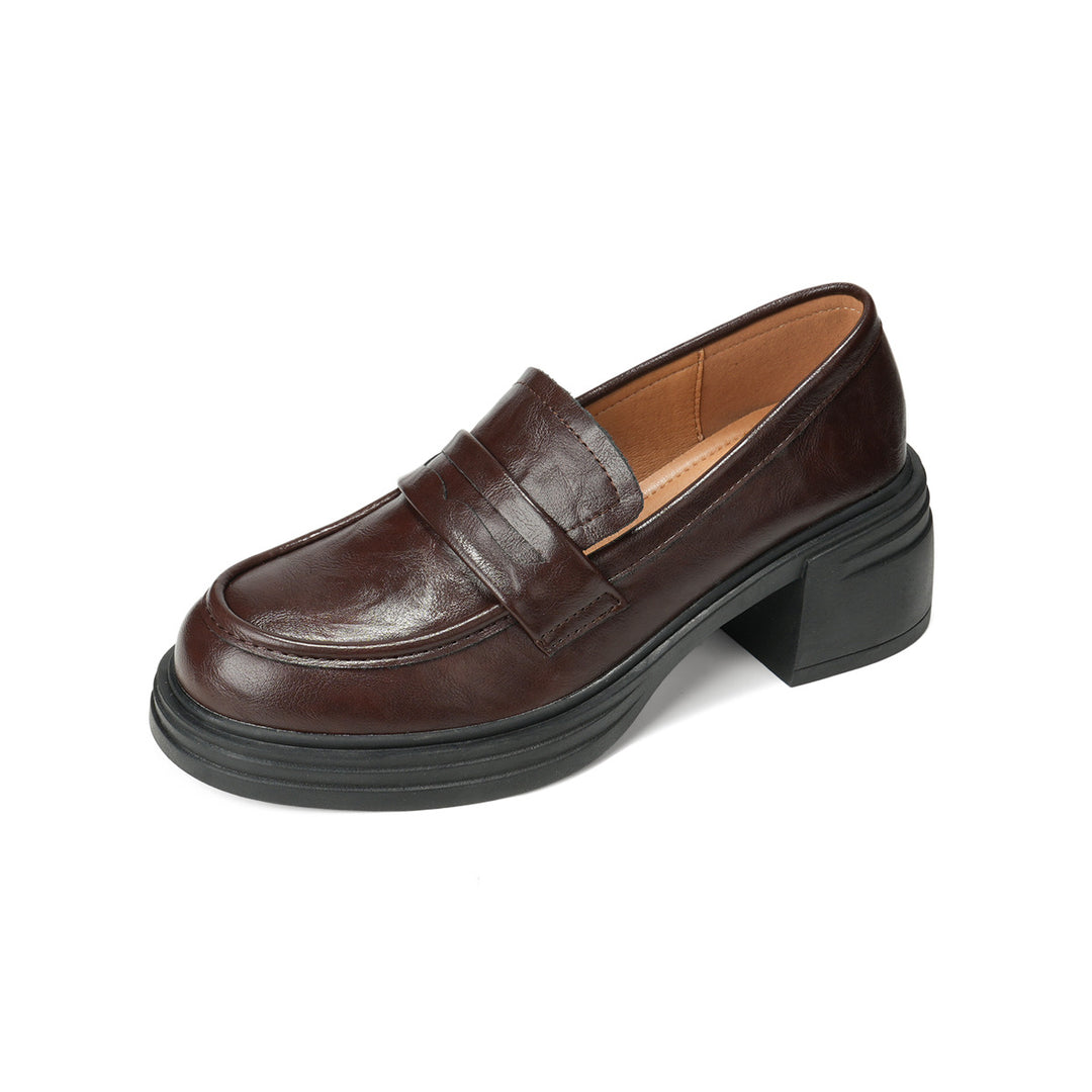 Damen elegante Loafers mit modischem Blockabsatz EB