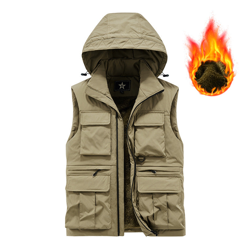 Herren Multifunktionale Outdoorweste mit Kapuze und wärmendem Fleecefutter EB