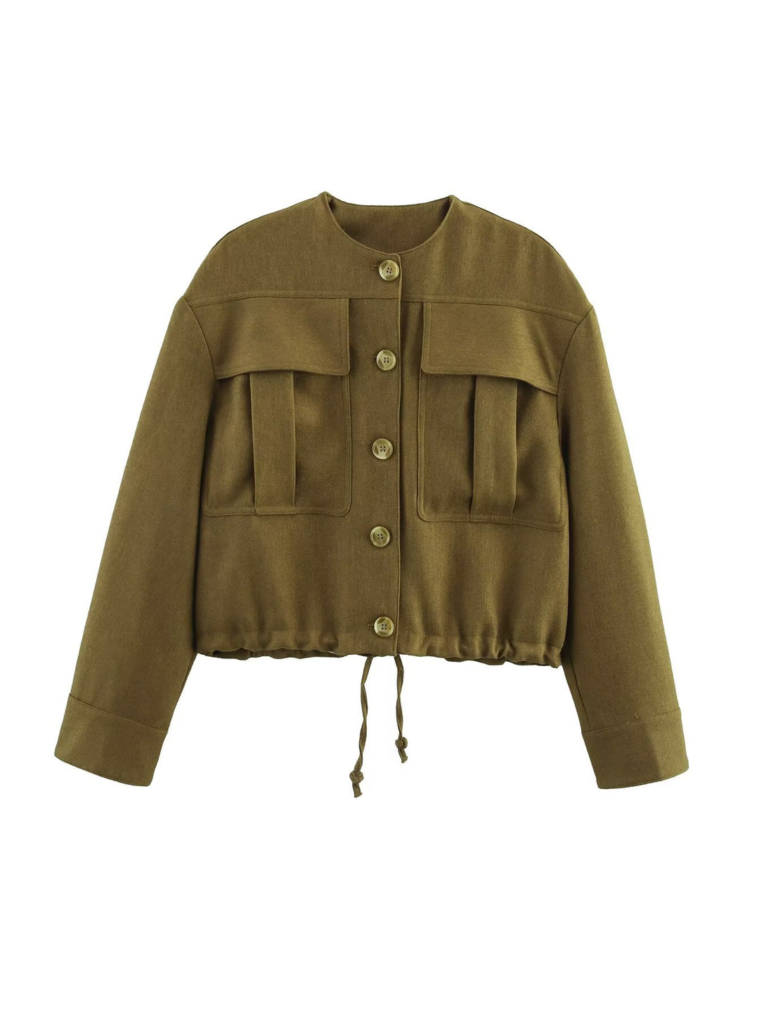Damen cropped Utility-Jacke mit praktischen Taschen und elastischem Saum EB