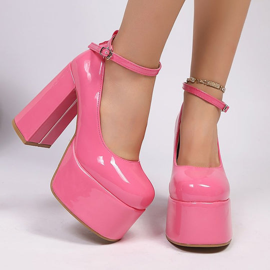 Damen Plateau-High Heels mit schickem Riemendesign EB