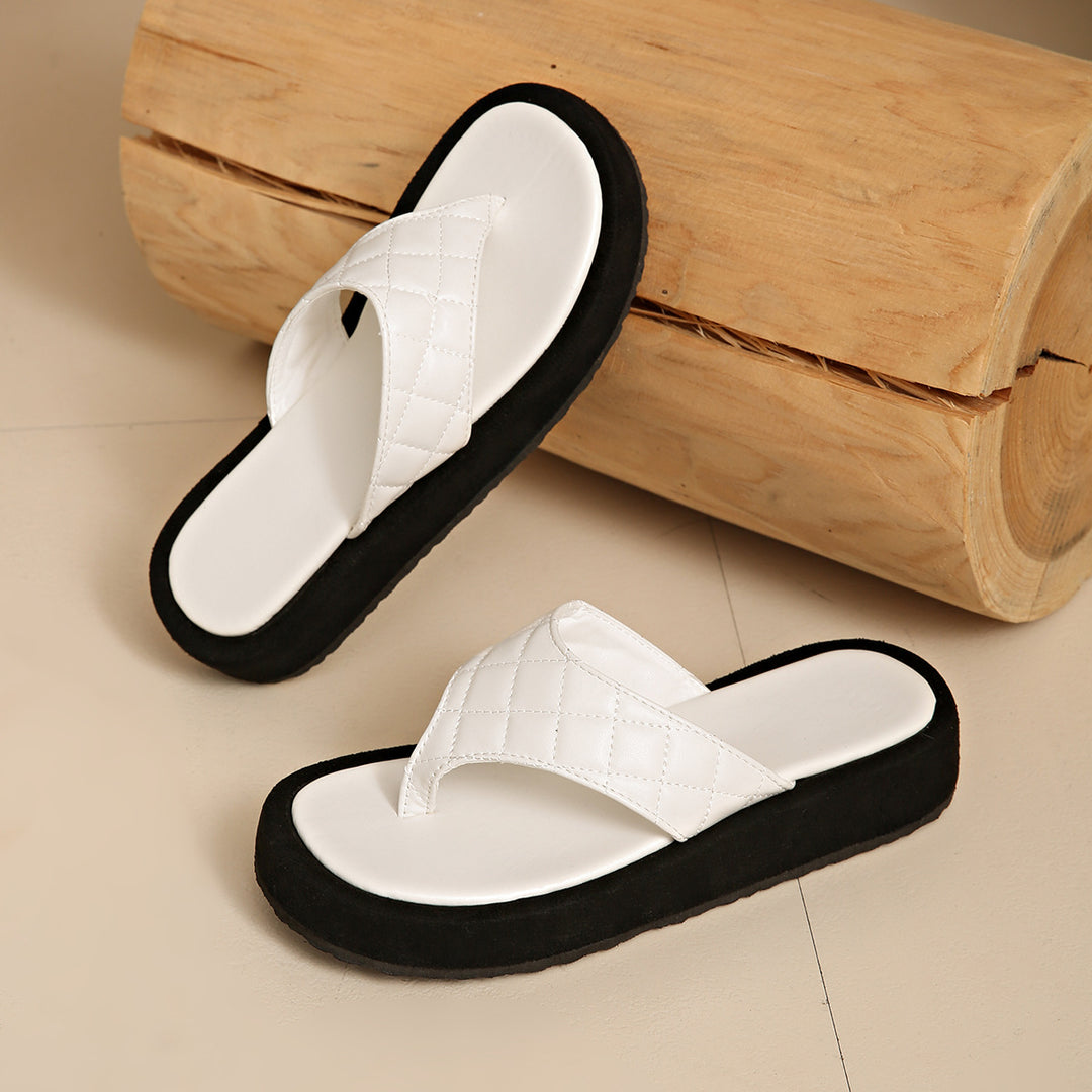 Damen Komfortable Zehentrenner-Sandalen mit geflochtenem Riemen und bequemer Sohle EB