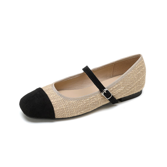 Damen Elegante Ballerinas mit modischem Riemen und hochwertiger Textur EB