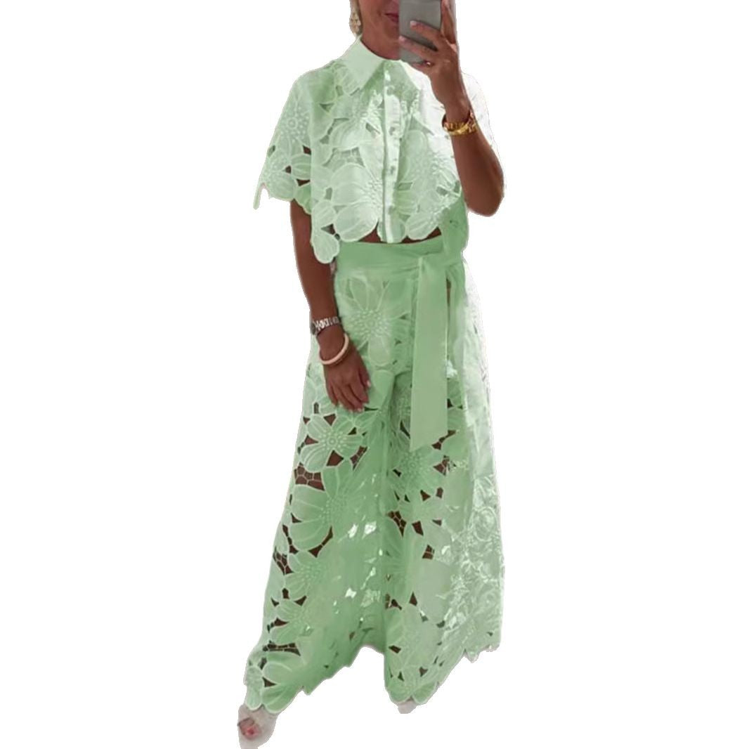 Damen Set im modernen Blumendesign mit cropped Bluse und Maxi-Rock Heidi-Mode