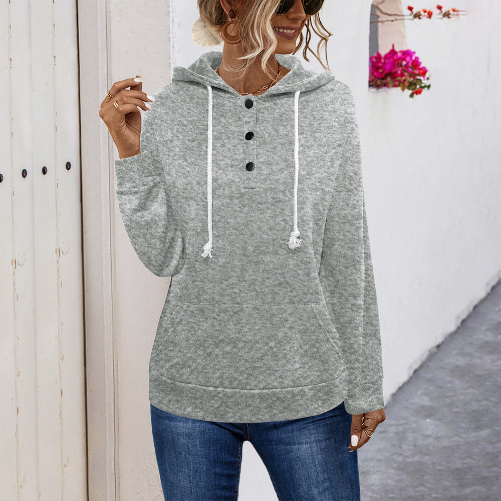 Damen Hoodie mit Knopfleiste und lässigem Schnitt EB