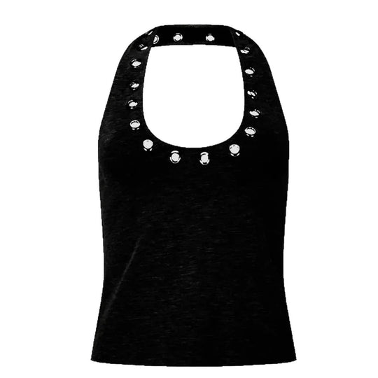 Damen Stylisches Haltertop mit glänzenden Ösen EB