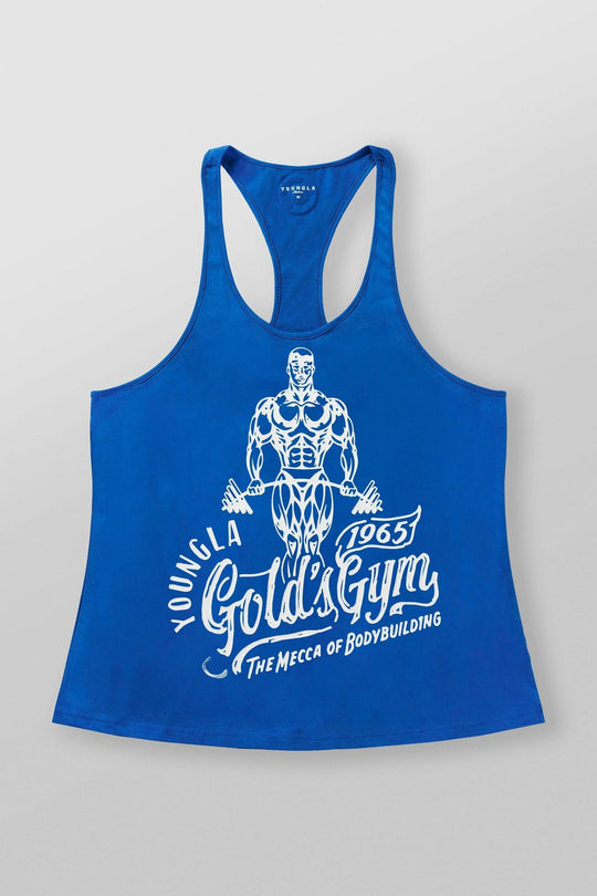 Herren nan athletisches Stringer Tanktop rückenfreier Schnitt mit Kontrastpaspel und Kraftsportmotiv EB