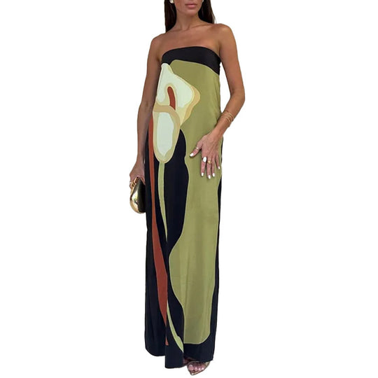 Damen Maxikleid mit elegantem Design und farbenfrohen Akzenten EB