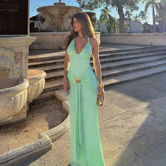 Damen Maxikleid mit raffiniertem Schnitt und glamourösen Akzenten EB