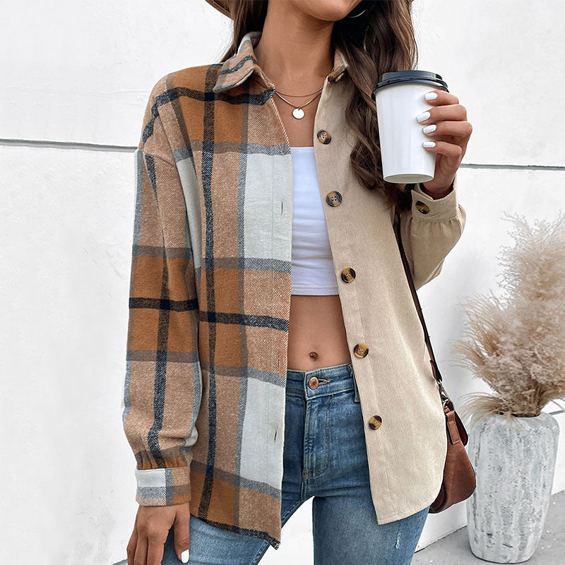 Damen lässige Karohemdjacke mit nachhaltigem Baumwollmix EB