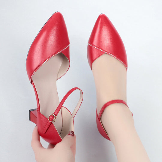 Damen schicke Pumps mit elegantem Riemen und komfortablem Blockabsatz EB