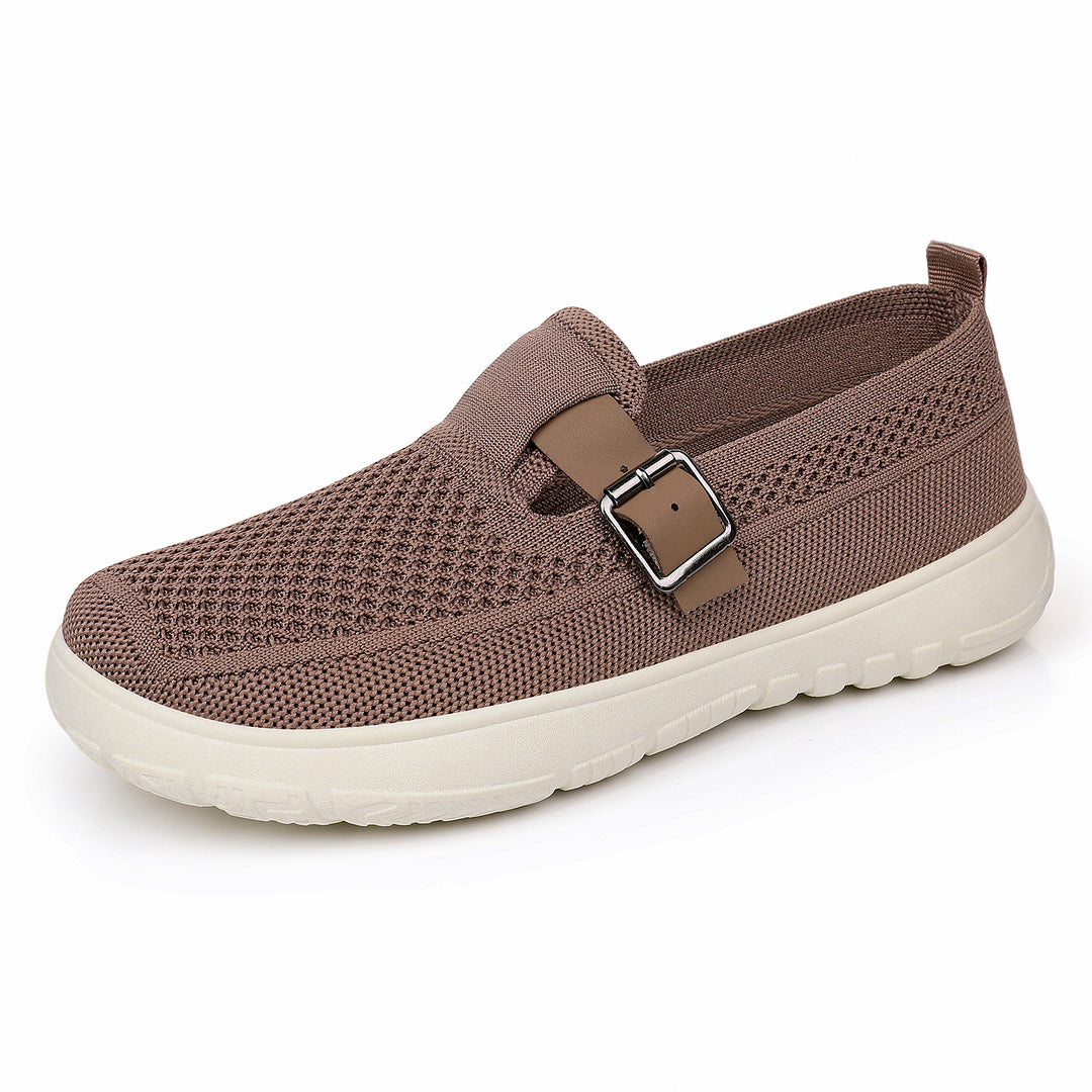 Damen nan atmungsaktiver Strick-Slip-On mit verstellbarer Metallschnalle und federnder Leicht-EVA-Sohle EB