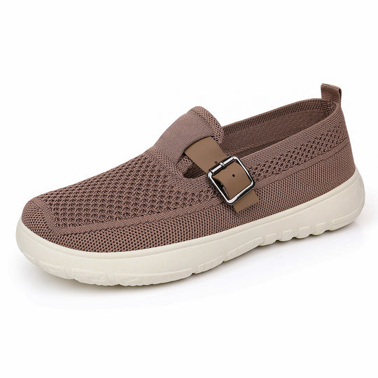 Damen nan atmungsaktiver Strick-Slip-On mit verstellbarer Metallschnalle und federnder Leicht-EVA-Sohle EB
