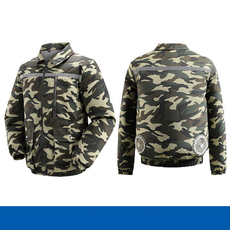 Herren nan belüftete Kühlarbeitsjacke mit seitlichen USB-Lüftern, reflektierendem Bruststreifen und multifunktionalen Taschen EB