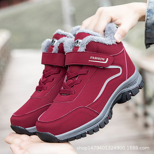 Damen Warm gefütterte Outdoor-Wanderschuhe mit verstellbarem Klettverschluss EB