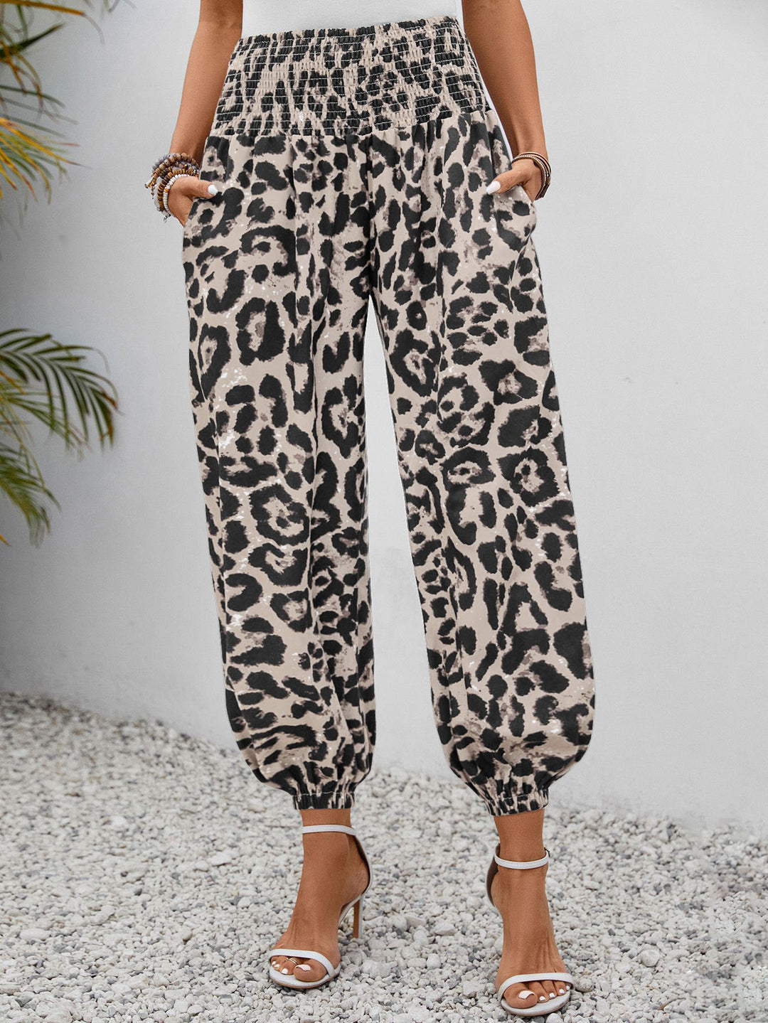 Damen weite Leopardenmuster-Hosen EB