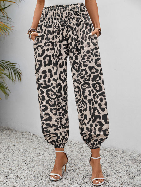 Damen weite Leopardenmuster-Hosen EB