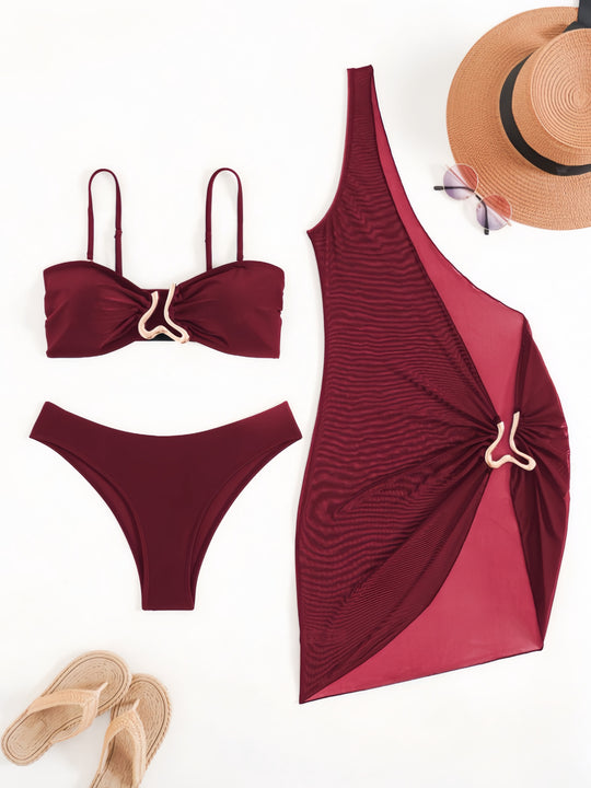 Damen Triangel-Bikini mit innovativem Wickelschnitt und passender Strandrobe EB