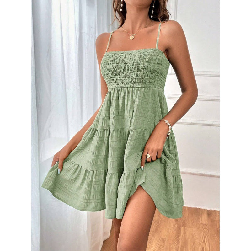 Damen luftiges Sommerkleid mit legerem Schnitt und eleganten Spaghetti-Trägern EB