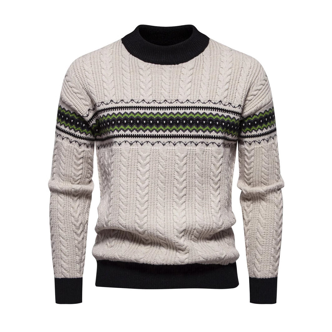 Herren Strickpullover mit innovativem Zopfmuster und stilvollen Akzenten EB