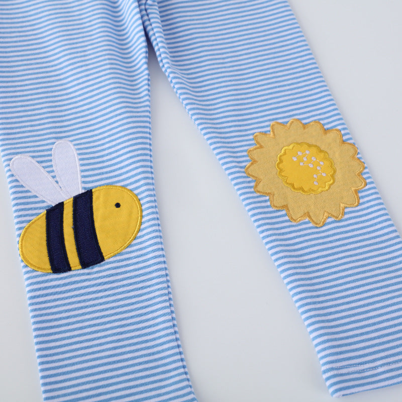 Mädchen Leggings mit buntem Bienen- und Sonnenmotiv EB