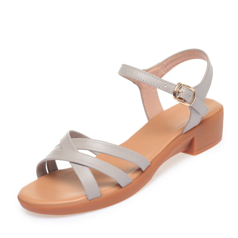 Damen Bequeme Sandalen mit verstellbarem Fesselriemen und modischem Design EB