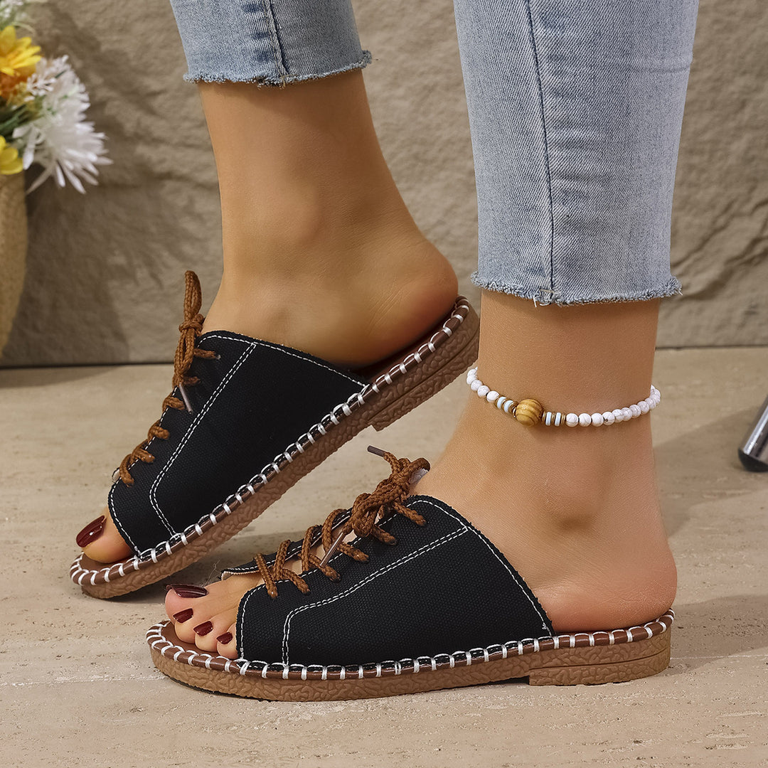 Damen Slip-On Sandalen mit modischem Schnürdesign und komfortabler Fußbettung EB