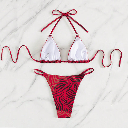 Damen Triangel-Bikini mit trendy Tierdruck EB
