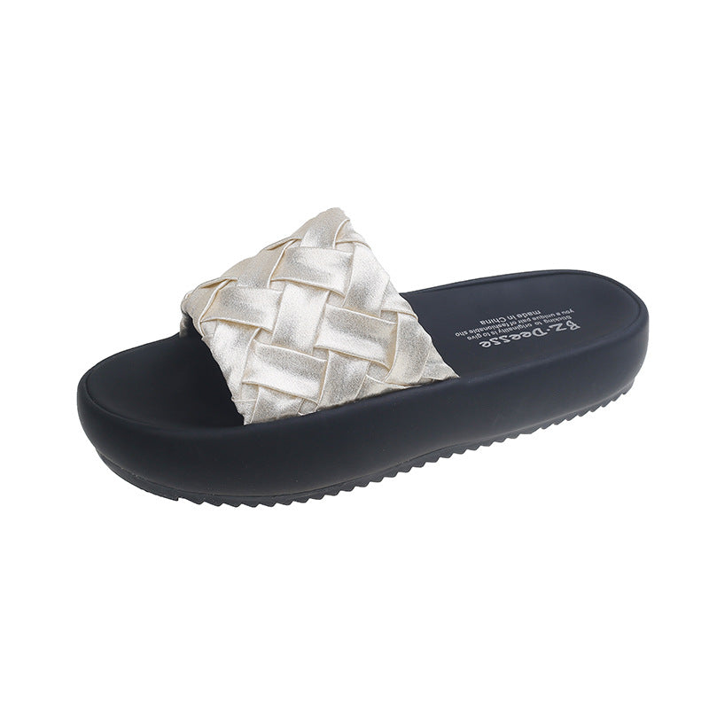 Damen elegante Clogs mit geflochtenem Obermaterial und rutschfester Sohle EB