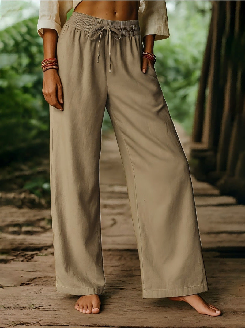 Damen Luftige Freizeithose mit weitem Schnitt und elastischem Bund EB
