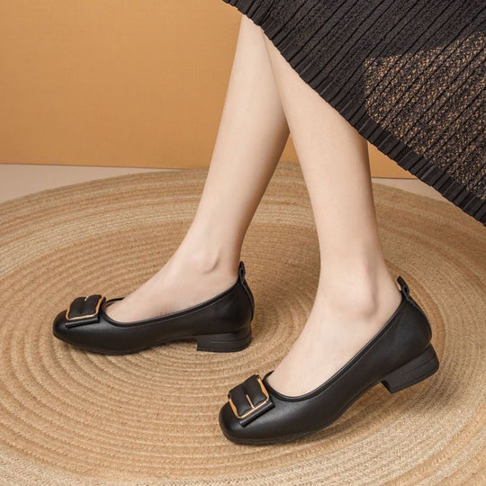 Damen elegante Ballerinas mit schickem Schnallen-Design EB
