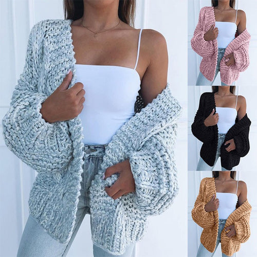 Damen Grobstrickjacke mit lässigem Schnitt und tiefen Taschen EB